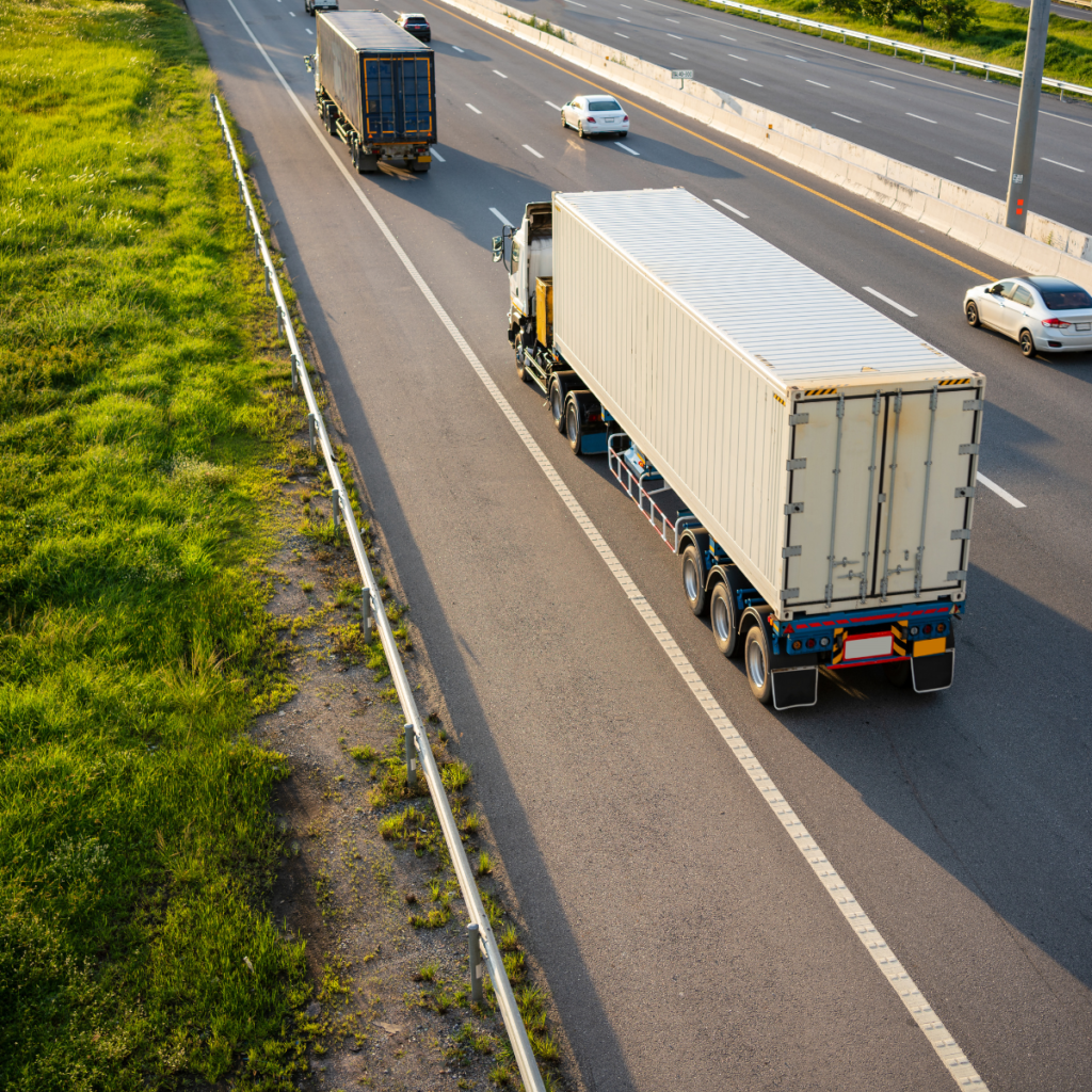 Two Trucks making delivery with transparent shipping