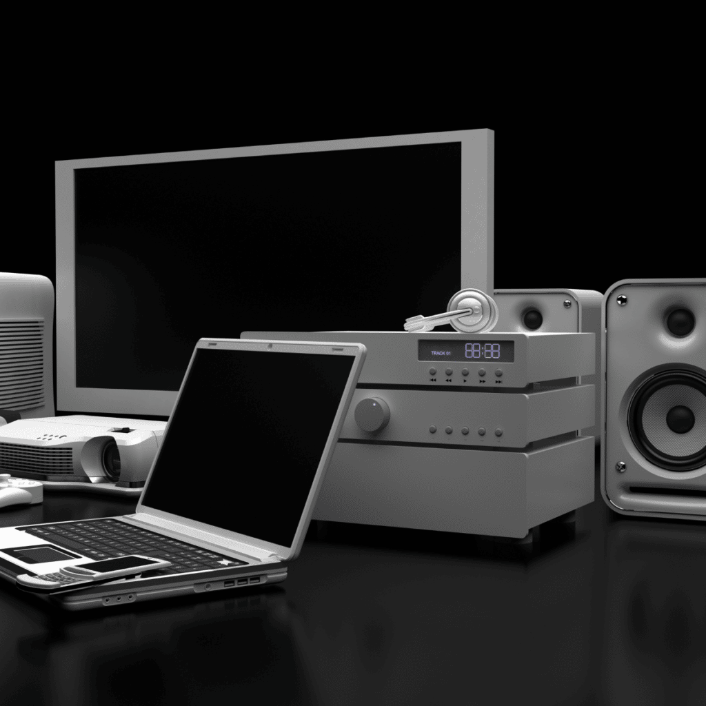 showcase of items created by a electronics supply chain